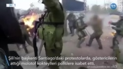 Şili'de Molotof Kokteyl Polislerin Yüzünü Yaktı