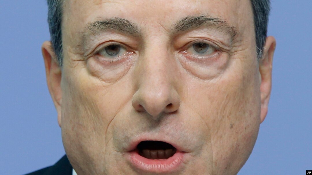 FILE - The President of the European Central Bank Mario Draghi speaks during a news conference in Frankfurt, Germany, Jan. 21, 2016. Draghi will speak at a conference on banking regulation in Frankfurt.
