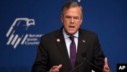 Republican presidential, former Florida Gov. Jeb Bush speaks at the Republican Jewish Coalition Presidential Forum in Washington, Dec. 3, 2015. 