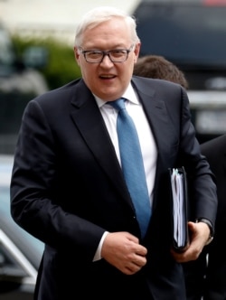 FILE - Russian Deputy Foreign Minister Sergei Ryabkov arrives at the State Department in Washington, July 17, 2017.