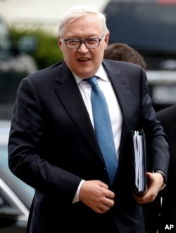 FILE - Russian Deputy Foreign Minister Sergei Ryabkov arrives for talks at the State Department in Washington, July 17, 2017.