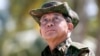 FILE: Panglima militer Myanmar, Jenderal Senior Min Aung Hlaing, menghadiri latihan militer di wilayah delta Ayeyarwady di Myanmar, 3 Februari 2018. (Lynn Bo Bo/REUTERS)