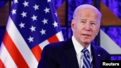 Presiden AS Joe Biden di Tel Aviv, Israel, 18 Oktober 2023. (Foto: REUTERS/Evelyn Hockstein)