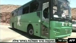 Израильский автобус, обстрелянный террористами