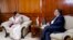 External Affairs Minister of India Sushma Swaraj speaks with her Bangladeshi counterpart Abul Hassan Mahmood Ali at the Ministry of Foreign Affairs, Dhaka, June 26, 2014.