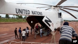 Un hélicoptère de l'ONU à Yida, au Soudan du Sud, 14 septembre 2012.