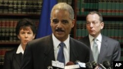 United States Attorney General Eric Holder speaks during a news conference to announce the arrests of 110 Mafia suspects in the Northeast, in Brooklyn, New York, 20 Jan 2011.