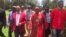 MDC-T leaders outside the venue of the party's Extraordinary Congress in Harare on Sunday. (VOA)