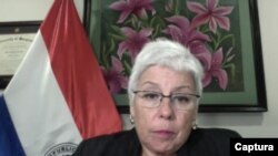 La presidenta del Consejo Permanente de la Organización de los Estados Americanos (OEA) y embajadora de Paraguay a esa entidad, Elisa Ruiz Díaz. Foto captura de pantalla.