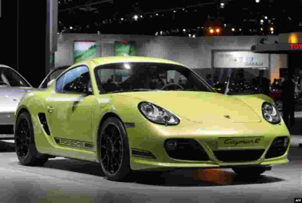 The Porsche Cayman R is shown at the North American International Auto Show in Detroit, Tuesday, Jan. 11, 2011. (AP Photo/Paul Sancya)