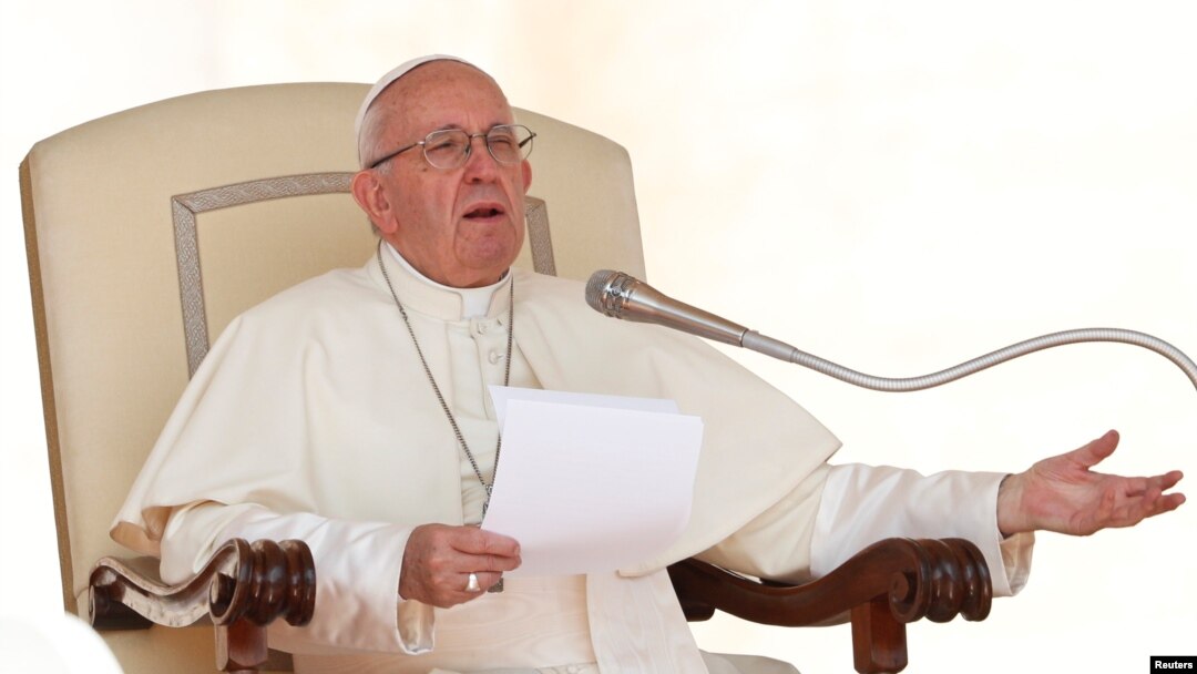 Pope Francis leads the Wednesday general audience in Saint Peter's square at the Vatican, Aug. 29, 2018. 