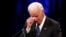 Former Vice President Joe Biden wipes a tear away while giving a tribute during memorial service at North Phoenix Baptist Church for Sen. John McCain, R-Ariz., on Aug. 30, 2018, in Phoenix, Ariz. 
