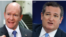 A side-by-side photo of two U.S. Senators: Chris Coons (left) and Ted Cruz (right). (VOA Khmer)