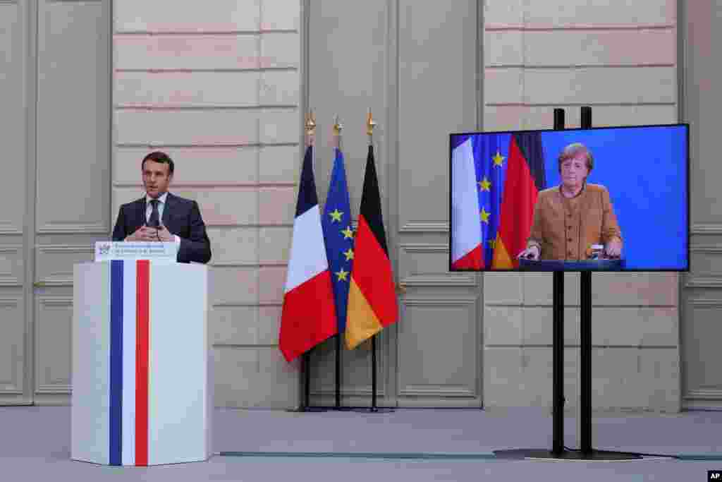 با توجه به همه گیری کرونا،‌ برخی دیدار رهبران کشورها اینطور خواهد بود. رهبران آلمان و فرانسه با ویدئو کنفرانس دیدار کرده‌اند. 