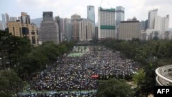 Puluhan ribu orang berunjuk rasa di Hong Kong menuntut pembatalan RUU Ekstradisi, 16 Juni 2019.