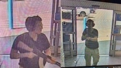 These closed-circuit TV images show a gunman entering the Cielo Vista Walmart store in El Paso, Texas, Aug. 3, 2019. (Courtesy of KTSM 9 News Channel)