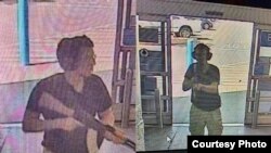 These closed-circuit TV images show a gunman entering the Cielo Vista Walmart store in El Paso, Texas, Aug. 3, 2019. (Courtesy of KTSM 9 News Channel)