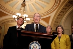 Senate Majority Leader Mitch McConnell (R-KY) delivers remarks during a weekly Senate Luncheon press conference at the U.S. Capitol in Washington, Sept. 24, 2019.