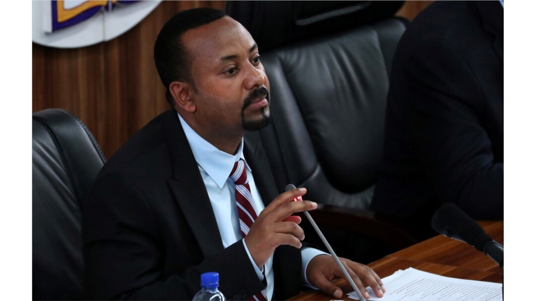 FILE - Ethiopia’s Prime Minister Abiy Ahmed speaks during a session with members of Parliament in Addis Ababa, Oct. 22, 2019.