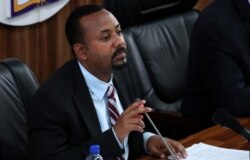 FILE - Ethiopia’s Prime Minister Abiy Ahmed speaks during a session with members of Parliament in Addis Ababa, Oct. 22, 2019.