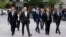 Los destituidos exministros del gabinete de Cataluña llegan a la Corte Nacional en Madrid, para responder a una investigación de rebelión luego que la región declarara la independencia de España. Nov. 2, 2017.