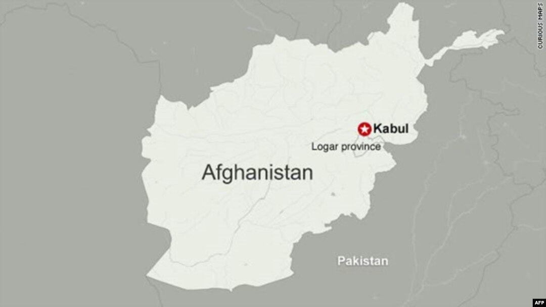 Peta wilayah Logar di Afghanistan.