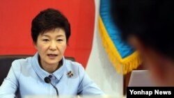 박근혜 한국 대통령이 17일 오전 한국 청와대에서 열린 국무회의에서 발언하고 있다.