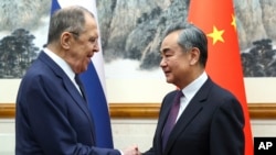 俄罗斯外交部长谢尔盖·拉夫罗夫（Sergei Lavrov）2024年4月9日在北京会见中国外交部长王毅。（俄罗斯外交部）