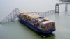 Brod "Dali" nakon udara u most “Fransis Skot Ki” (Foto: Maryland National Guard via AP)
