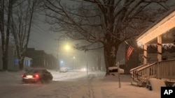 Snow falls in Lowville, New York, Nov. 29, 2024.