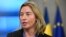 High Representative of the European Union for Foreign Affairs and Security Policy Federica Mogherini speaks to journalists during a Foreign Affairs Council at the EU headquarters in Brussels, Belgium, Feb. 18, 2019. 