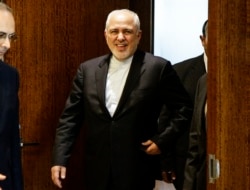 FILE - Iranian Foreign Minister Mohammad Javad Zarif arrives for a meeting with U.N. Secretary General Antonio Guterres at United Nations headquarters, July 18, 2019.