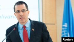 El canciller del gobierno en disputa de Venezuela, Jorge Arreaza, habló ante el Consejo de DD.HH. de la ONU el miércoles 27 de febrero de 2019, pese a que decenas de representantes de gobiernos se retiraron de la sala.