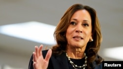 FILE PHOTO: U.S. Vice President and Democratic presidential candidate Kamala Harris makes a campaign stop in Wayne, Michigan