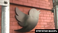 A view of Twitter logo as seen in its Chelsea office on May 13, 2020 in New York City.