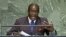 Zimbabwe's President Robert Mugabe addresses the 67th session of the United Nations General Assembly at UN headquarters in New York, September 26, 2012. 