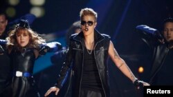 Bieber durante una de sus actuaciones en Las Vegas. 