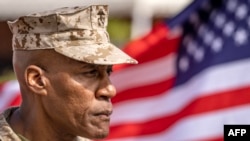 FILE - Commander of US Africa Command (AFRICOM) General Michael Langley looks on during in the annual 'African Lion' joint military exercise between US and Moroccan forces in the Tan-Tan region in southwestern Morocco, May 31, 2024. 