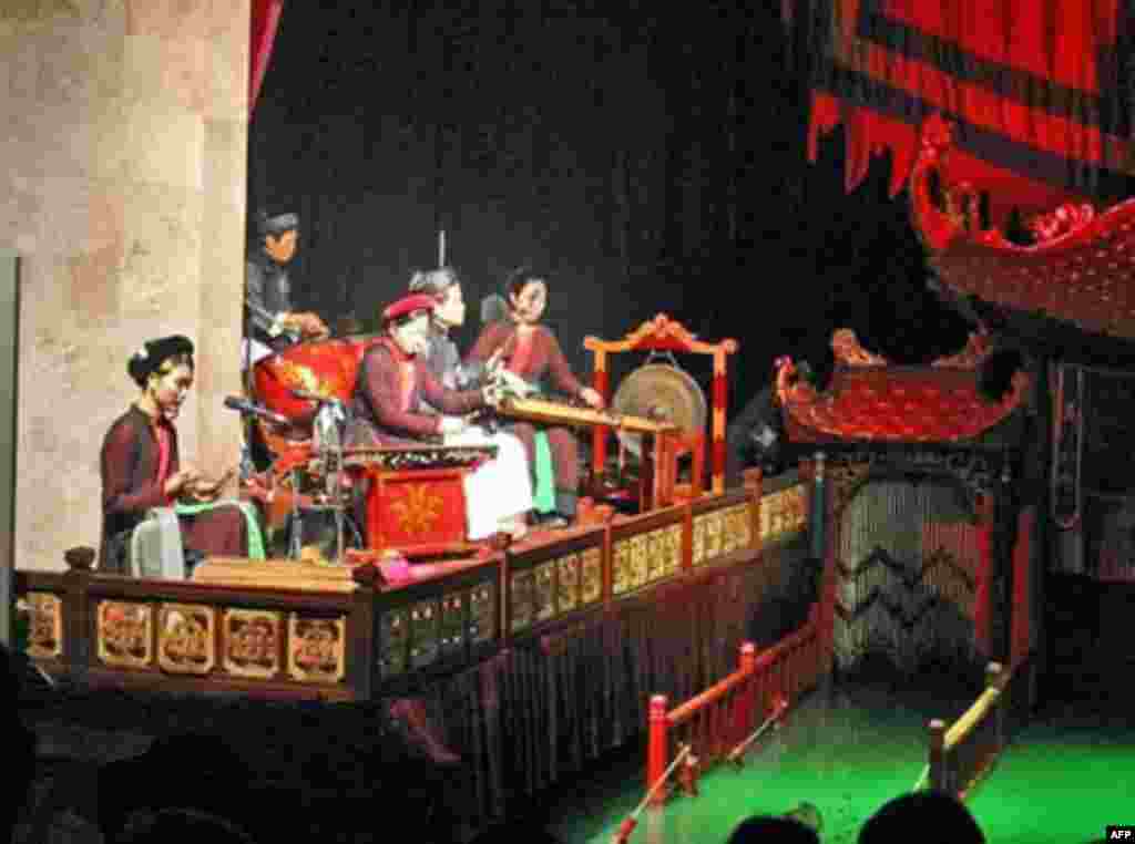 Orchestra of the Water Puppet Theatre Thang Long in Hanoi, Vietnam