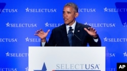  President Barack Obama speaks at the SelectUSA Investment Summit, Monday, June 20, 2016, at the Washington Hilton in Washington. (AP Photo/Andrew Harnik)