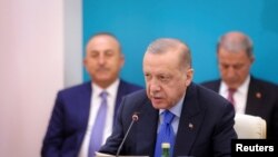 土耳其總統埃爾多安在德黑蘭出席和平解決敘利亞衝突的國際會議（2022年7月19日）