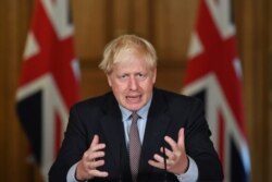 Perdana Menteri Inggris Boris Johnson berbicara pada konferensi pers virtual di Downing Street, London, 9 September 2020. (Foto: Reuters)