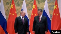 俄罗斯总统普京和中国国家主席习近平在北京会晤。(2022年2月4日)