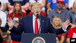 El presidente de Estados Unidos, Donald Trump, durante un mitin de campaña en Cincinnati, Ohio, Estados Unidos, 1 de agosto de 2019. 