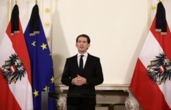 Austria's Chancellor Sebastian Kurz holds a news conference in Vienna, Austria, Nov. 3, 2020.