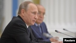 Presiden Rusia Vladimir Putin di Kremlin, Moskow (28/5). 