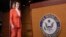 House Minority Leader Nancy Pelosi, D-Calif., arrives to face reporters at a news conference at the Capitol in Washington, Thursday, Nov. 15, 2018.
