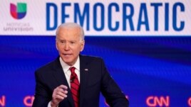 Democratic U.S. presidential candidate and former Vice President Joe Biden speaks during the 11th Democratic candidates debate of the 2020 U.S. presidential campaign, held in CNN's Washington studios.