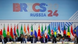 Para pemimpin dari Iran, Mesir, China, Rusia, Afrika Selatan, Ethiopia, dan Brasil menghadiri KTT BRICS di Kazan, Rusia, 24 Oktober 2024. (Foto: via AP)