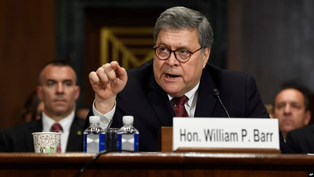 Jaksa Agung AS William Barr memberikan kesaksian di hadapan Komisi Kehakiman di Capitol Hill di Washington, 1Mei 2019. 